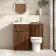 Havana Fluted Black Walnut Combination Vanity Basin and Miami Toilet 1000mm - Brushed Brass Accents