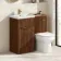 Havana Fluted Black Walnut Combination Vanity Basin and Miami Toilet 1000mm - Brushed Brass Accents