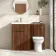 Havana Fluted Black Walnut Combination Vanity Basin and Aruba Toilet 1100mm - Brushed Brass Accents