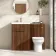 Havana Fluted Black Walnut Combination Vanity Basin and Miami Toilet 1100mm - Brushed Brass Accents