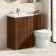 Havana Fluted Black Walnut Combination Vanity Basin and Miami Toilet 1100mm - Brushed Brass Accents
