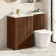 Havana Fluted Black Walnut Combination Vanity Basin and Tucson Toilet 1100mm - Brushed Brass Accents - Left Handed