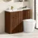 Havana Fluted Black Walnut Combination Vanity Basin and Utah Comfort Height Toilet 1100mm - Brushed Brass Accents - Left Handed
