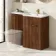 Havana Fluted Black Walnut Basin Vanity and Back To Wall Toilet Unit 1100mm (Excludes Toilet) - Brushed Brass Accents - Right Handed