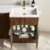 Havana Fluted Black Walnut Basin Vanity and Back To Wall Toilet Unit 1100mm (Excludes Toilet) - Brushed Brass Accents - Right Handed