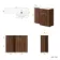 Havana Fluted Black Walnut Basin Vanity and Back To Wall Toilet Unit 1100mm (Excludes Toilet) - Brushed Brass Accents - Right Handed