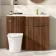 Havana Fluted Black Walnut Combination Vanity Basin and Tucson Toilet 1100mm - Brushed Brass Accents - Right Handed