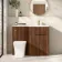 Havana Fluted Black Walnut Combination Vanity Basin and Houston Toilet 1100mm - Brushed Brass Accents - Right Handed