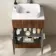 Havana Fluted Black Walnut Cabinet with Marble Top & Marin Basin 600mm - Chrome Handles