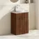 Havana Fluted Black Walnut Cabinet with Marble Top & Nevis Basin 600mm - Chrome Handles