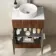 Havana Fluted Black Walnut Cabinet with Marble Top & Nevis Basin 600mm - Chrome Handles