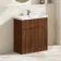 Havana Fluted Black Walnut Basin Vanity 800mm - Chrome Handles