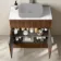 Havana Fluted Black Walnut Cabinet with Marble Top 800mm (Excludes Counter Top Basin) - Chrome Handles