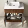 Havana Fluted Black Walnut Cabinet with Marble Top & Marin Basin 800mm - Chrome Handles