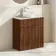 Havana Fluted Black Walnut Cabinet with Marble Top & Nevis Basin 800mm - Chrome Handles