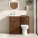 Havana Fluted Black Walnut Combination Vanity Basin and Aruba Toilet 1000mm - Chrome Handles