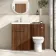 Havana Fluted Black Walnut Combination Vanity Basin and Aruba Toilet 1100mm - Chrome Handles