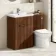 Havana Fluted Black Walnut Combination Vanity Basin and Aruba Toilet 1100mm - Chrome Handles
