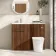 Havana Fluted Black Walnut Combination Vanity Basin and Tucson Toilet 1100mm - Chrome Handles - Left Handed