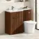 Havana Fluted Black Walnut Combination Vanity Basin and Tucson Toilet 1100mm - Chrome Handles - Left Handed