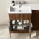 Havana Fluted Black Walnut Combination Vanity Basin and Tucson Toilet 1100mm - Chrome Handles - Left Handed