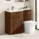 Havana Fluted Black Walnut Combination Vanity Basin and Houston Toilet 1100mm - Chrome Handles - Left Handed