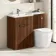 Havana Fluted Black Walnut Combination Vanity Basin and Utah Comfort Height Toilet 1100mm - Chrome Handles - Left Handed