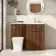 Havana Fluted Black Walnut Combination Vanity Basin and Houston Toilet 1100mm - Chrome Handles - Right Handed
