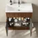 Havana Fluted Black Walnut Combination Vanity Basin and Aruba Toilet 1300mm - Chrome Handles