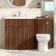 Havana Fluted Black Walnut Combination Vanity Basin and Miami Toilet 1300mm - Chrome Handles