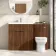 Havana Fluted Black Walnut Combination Vanity Basin and Miami Toilet 1300mm - Chrome Handles