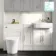 Monaco Cotton White Combination Vanity Basin and Tucson Toilet 1500mm - Brass Knurled Handles