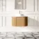 Positano Natural Oak Curved Wall Hung Vanity Drawer with Carrara Marble Top 800mm - Basin Not Included