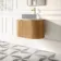 Positano Natural Oak Curved Wall Hung Vanity Drawer with Carrara Marble Top 800mm - Basin Not Included