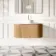 Positano Natural Oak Curved Wall Hung Vanity Drawer with Carrara Marble Top 1000mm - Basin Not Included