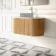 Positano Natural Oak Curved Wall Hung Vanity Drawer with Carrara Marble Top 1000mm - Basin Not Included