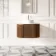 Positano Natural Walnut Curved Wall Hung Vanity Drawer with Carrara Marble Top 800mm - Basin Not Included