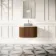 Positano Natural Walnut Curved Wall Hung Vanity Drawer with Carrara Marble Top 800mm - Basin Not Included