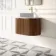 Positano Natural Walnut Curved Wall Hung Vanity Drawer with Carrara Marble Top 800mm - Basin Not Included