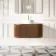 Positano Natural Walnut Curved Wall Hung Vanity Drawer with Carrara Marble Top 1000mm - Basin Not Included