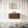 Positano Natural Walnut Curved Wall Hung Vanity Drawer with Carrara Marble Top 1000mm - Basin Not Included