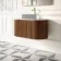 Positano Natural Walnut Curved Wall Hung Vanity Drawer with Carrara Marble Top 1000mm - Basin Not Included