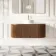 Positano Natural Walnut Curved Wall Hung Vanity Drawer with Carrara Marble Top 1200mm - Basin Not Included