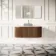 Positano Natural Walnut Curved Wall Hung Vanity Drawer with Carrara Marble Top 1200mm - Basin Not Included