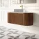 Positano Natural Walnut Curved Wall Hung Vanity Drawer with Carrara Marble Top 1200mm - Basin Not Included