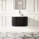 Positano Black Oak Curved Wall Hung Vanity Drawer with Carrara Marble Top 800mm - Basin Not Included
