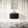 Positano Black Oak Curved Wall Hung Vanity Drawer with Carrara Marble Top 800mm - Basin Not Included