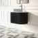 Positano Black Oak Curved Wall Hung Vanity Drawer with Carrara Marble Top 800mm - Basin Not Included