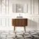 Positano Natural Walnut Curved Vanity Unit with Carrara Marble Top 1000mm - Basin Not Included