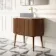 Positano Natural Walnut Curved Vanity Unit with Carrara Marble Top 1000mm - Basin Not Included